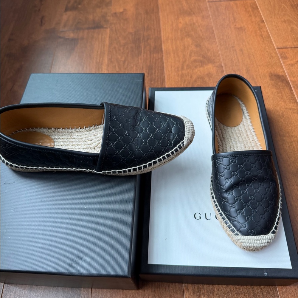 Gucci Black Espadrille Shoes 37.5